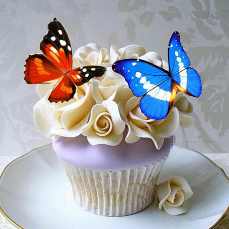 96pcs Mixed Butterfly flowers Edible Glutinous Wafer Rice Paper Cake Decorat Qx