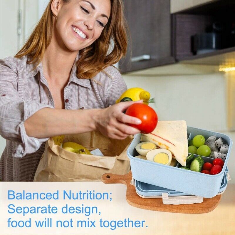 Bento Box for Adults with 3 Compartment, 1500ML Lunch Box for Kids with SpooK9N7
