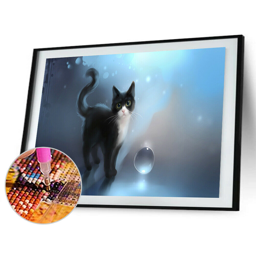 5D DIY Full Drill Diamond Painting Black Cat Cross Stitch Mosaic Craft Kits @