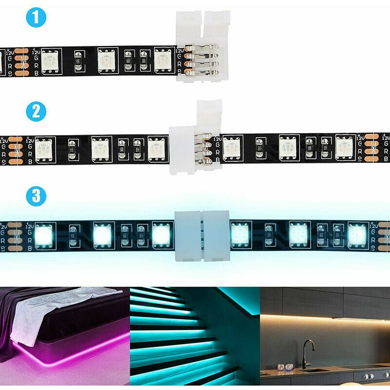 10pcs 4-pin 10mm  Solderless Gapless Connector for SMD 5050 RGB LED Strip Light