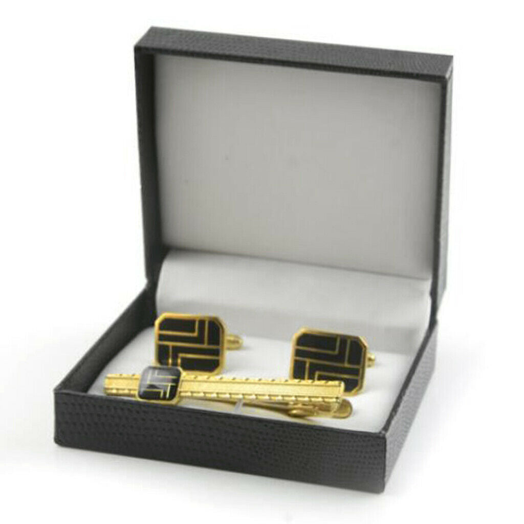 4 Pieces Cufflink Storage Box Wedding Mens Cufflinks Tie Clips Set Display