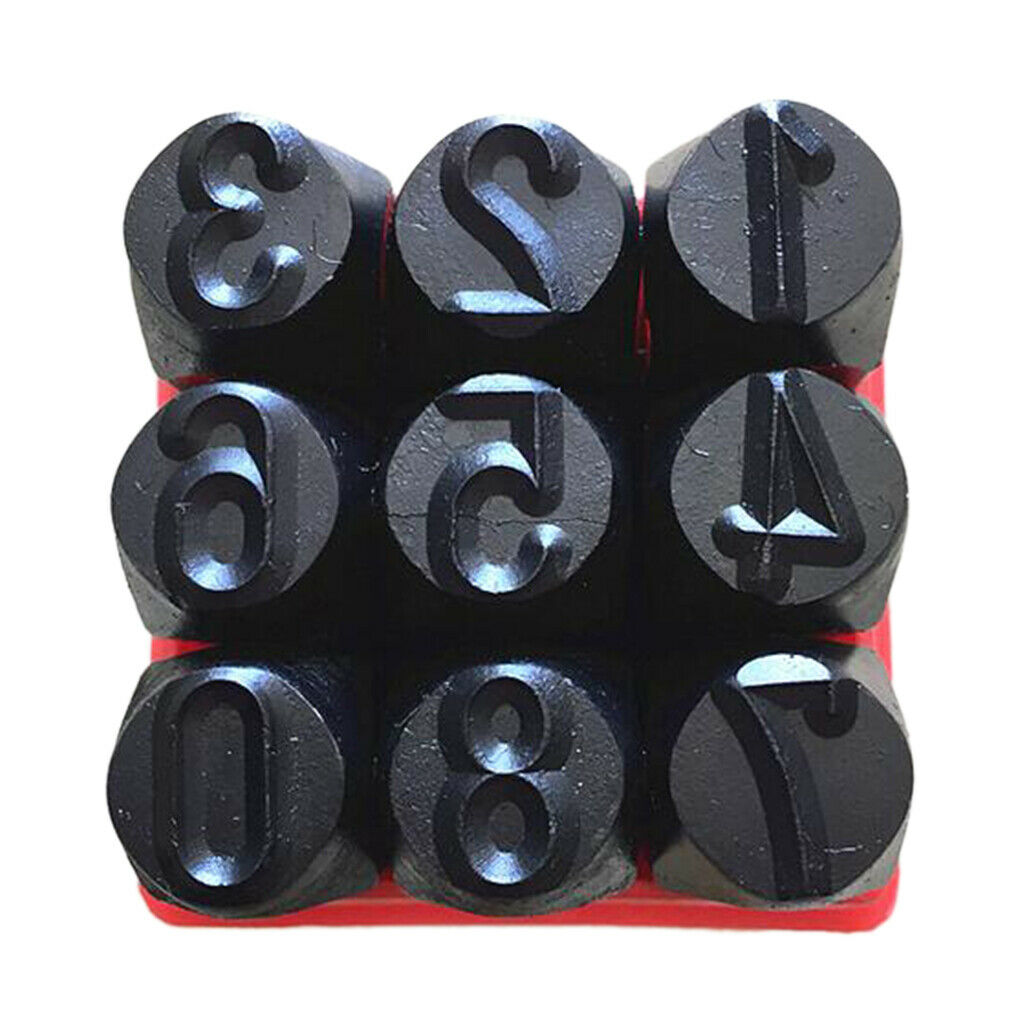 Durable 9pc 8mm Steel Letter Number Stamp Punch Set Metal Security Marking Tool