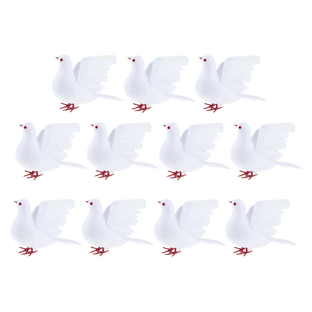 Lots 11 Realistic Artificial White Flying Doves Weddings Decorative Ornament