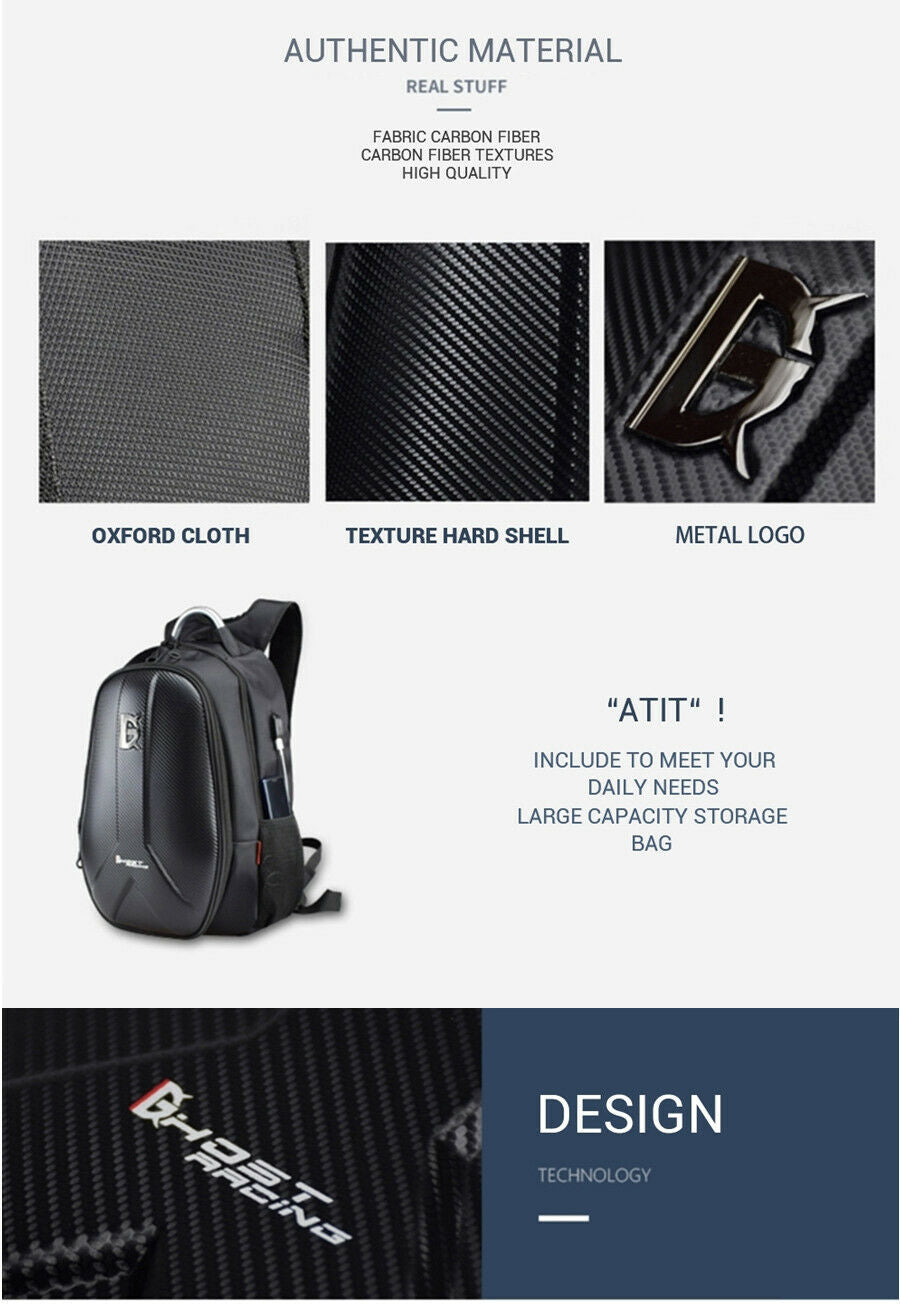 Motorcycle Backpack Tank Bag Carbon Fiber Color Motorbike Helmet Bag Luggage Bag