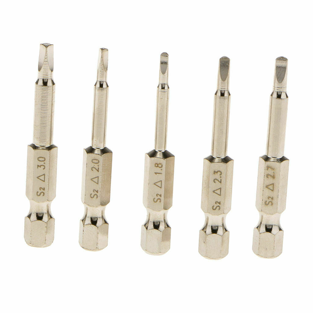 Set of 5 Pieces 1/4'' Hex Shank 50mm Magnetic Triangle Head Screwdriver Bits S2
