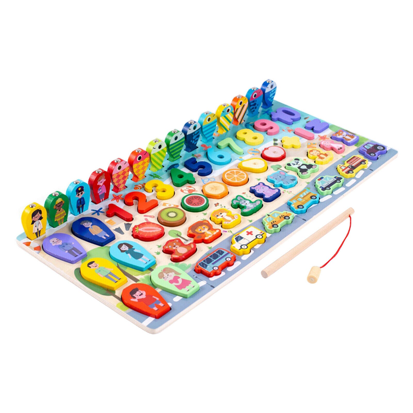 Toys Wooden Number Counting Shape Matching Puzzles Preschool Early