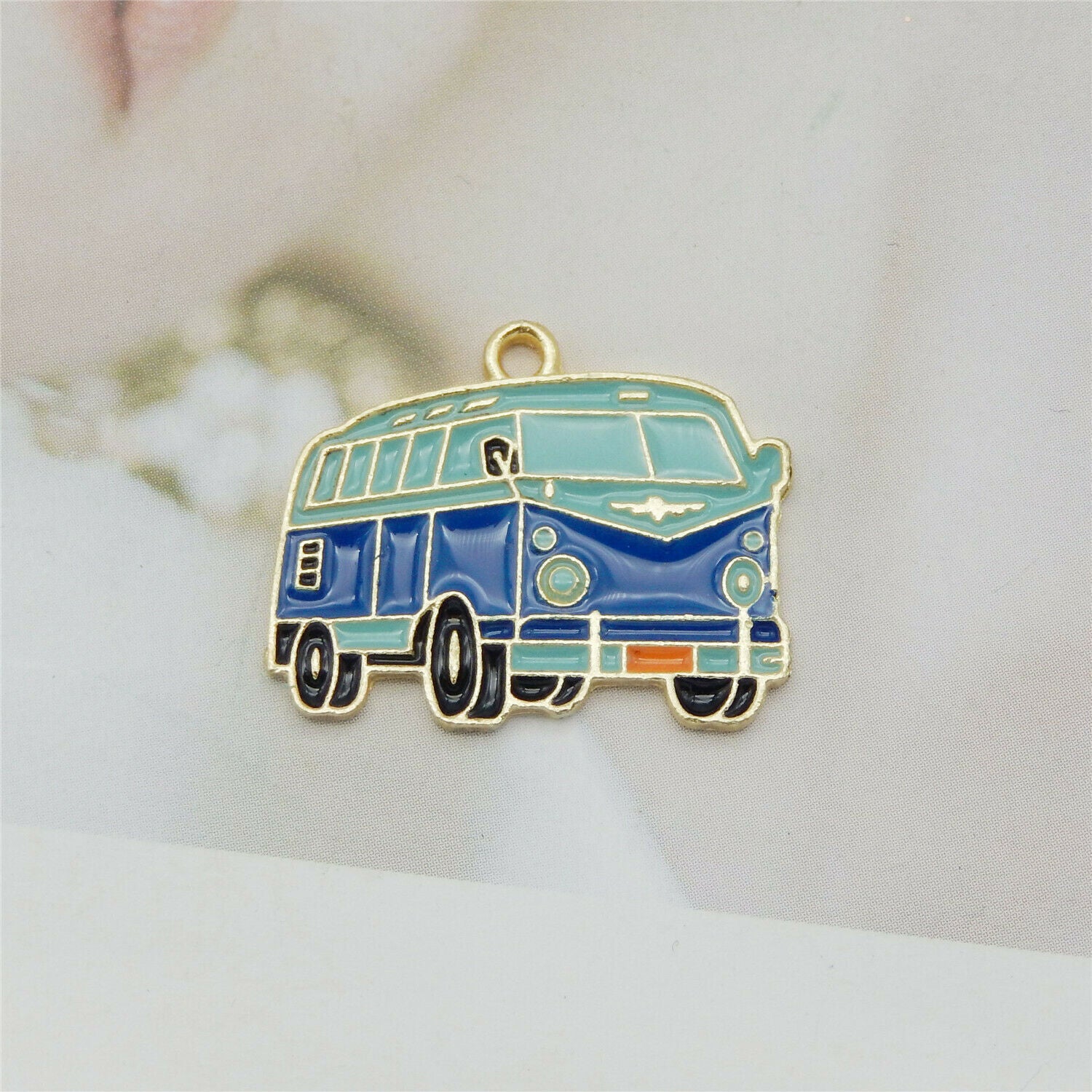 Wholesale Enamel Colorful School Buses Pendant Charms for Necklace Bracelet 6pcs