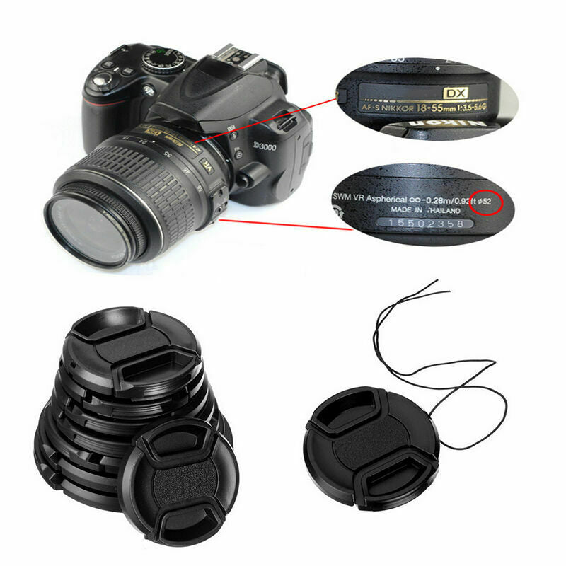 49mm Camera Snap-on Front Lens Covers For Canon Nikon Fuji Sony with String