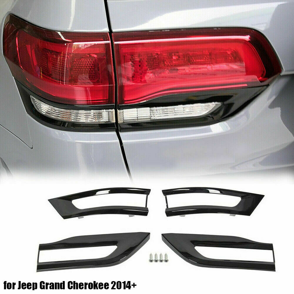 For 2014-2021 Jeep Grand Cherokee Gloss Black Tail Light Lamp Cover Trim Bezel