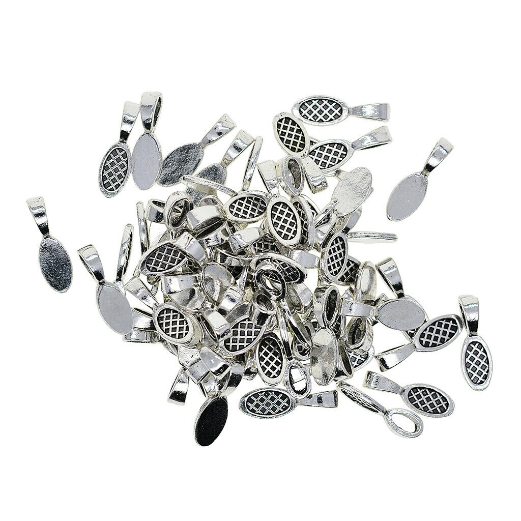 50PC Oval Glue on Jewellery Bails Setting Bail FOR Necklace Pendant Earring