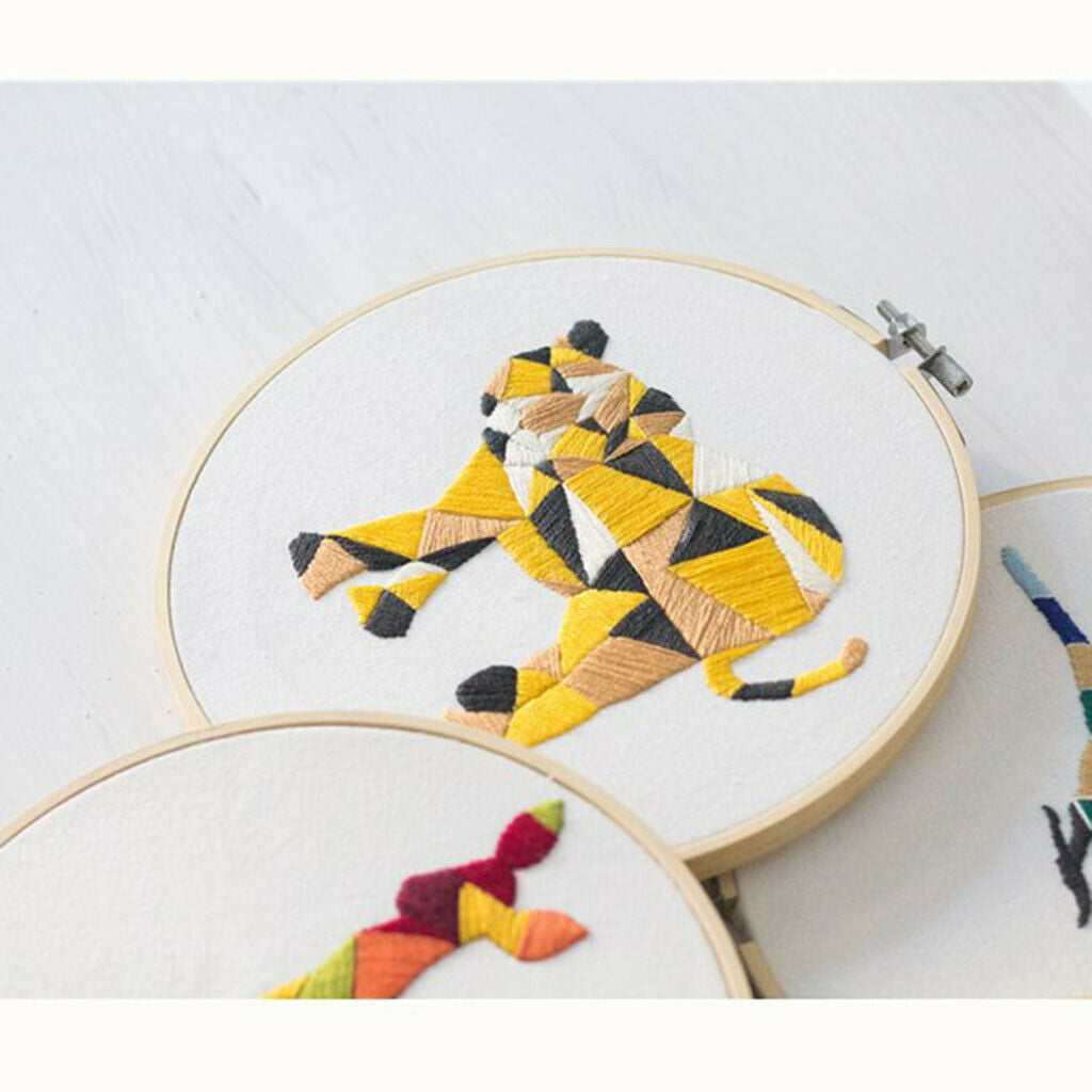 Handmade Embroidery Starter Kit Set Animals Cross Stitch for Adults Tiger