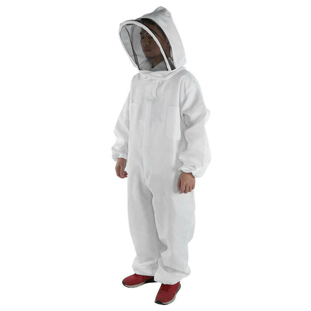 Size_XL Beekeeper Protection Suit Bee Keeping Full Body Hooded Jacket Coat