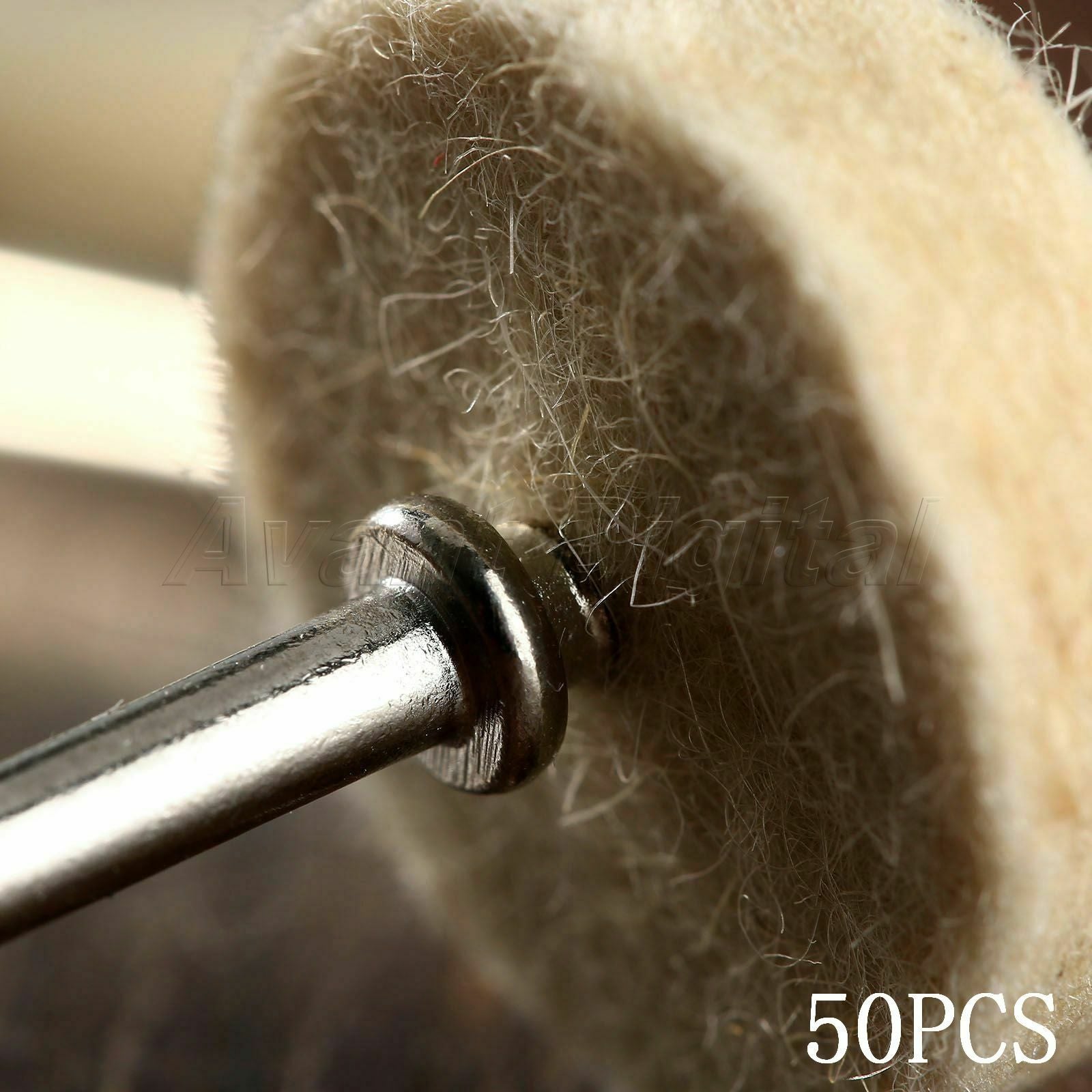 50pcs Felt Wool Polishing Buffing Wheels For Power 1" x 1/4" 25mm x 8mm 2 Drill