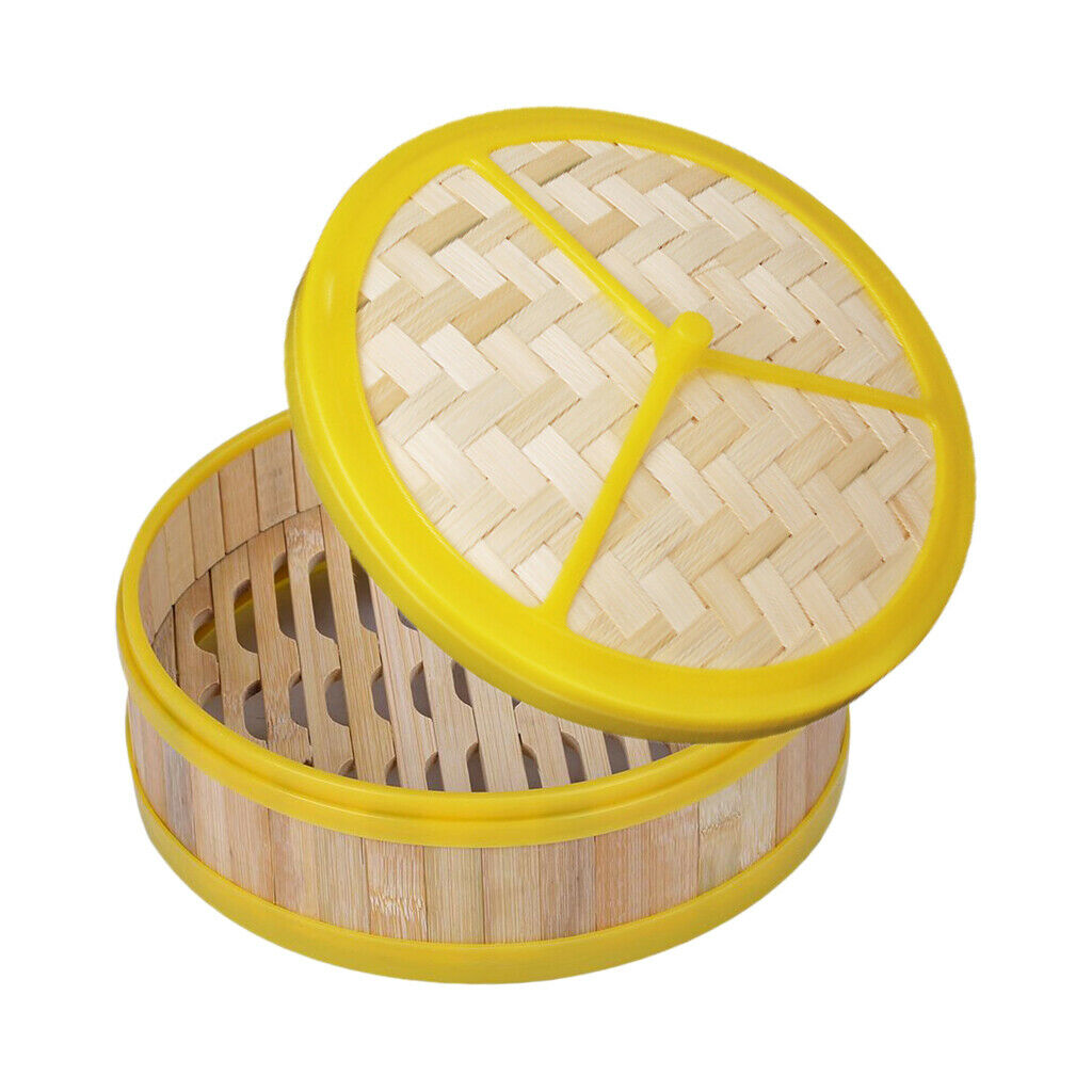 Bamboo Steamer Basket for Buns Dumpling Vegetables Weaving Lid Non-Stick