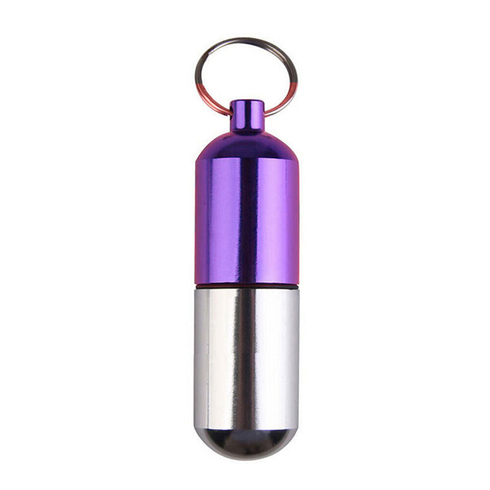 Waterproof Aluminum Medicine Pill Box Case Bottle Holder Container Keychai.l8