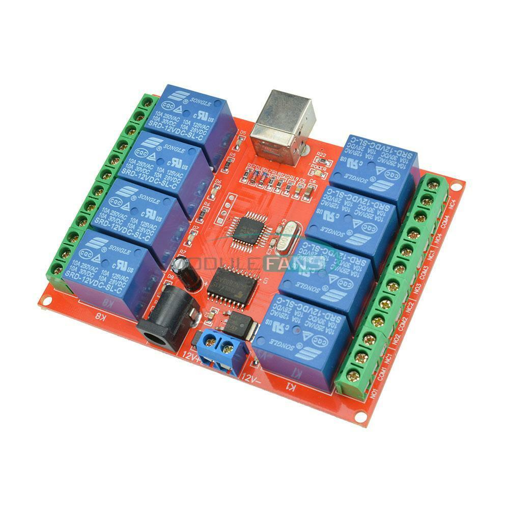 New 12V USB Relay 8 Channel Programmable Computer Control For Smart Home