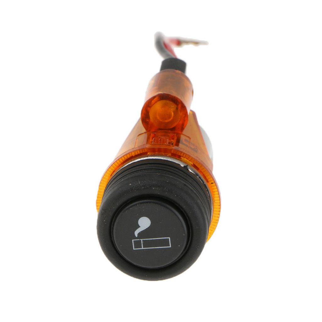 12V Car Cigarette Lighter Socket Plug Outlet Assembly Flash Light Orange