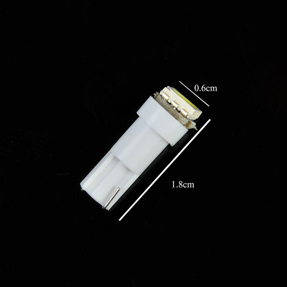 10pcs T5 LED White Car Wedge Dashboard 1SMD Instrument Panel Light Bulb 58 74 70