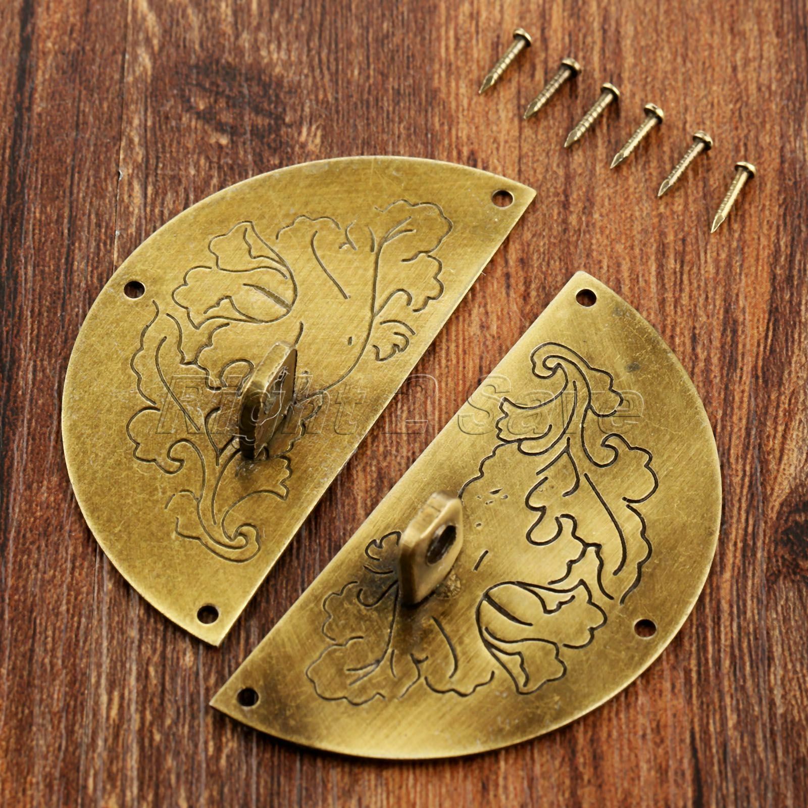 Retro Jewelry Box Latch Catch Hasp 60mm Round Chest Cabinet Clasp Buckle Carved