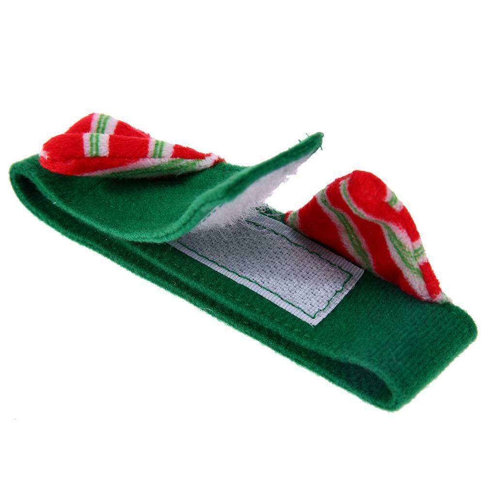 4pcs Pet Hat Set Warm Dogs Cats Christmas Green Hat+Necklace+Feet Sleeve @