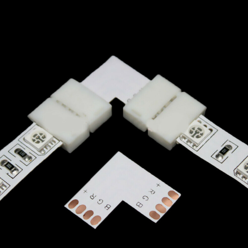 10PCS 10mm 4 Pin L Shape 90Degree Solderless Connectors   For 5050 LED RGB Strip