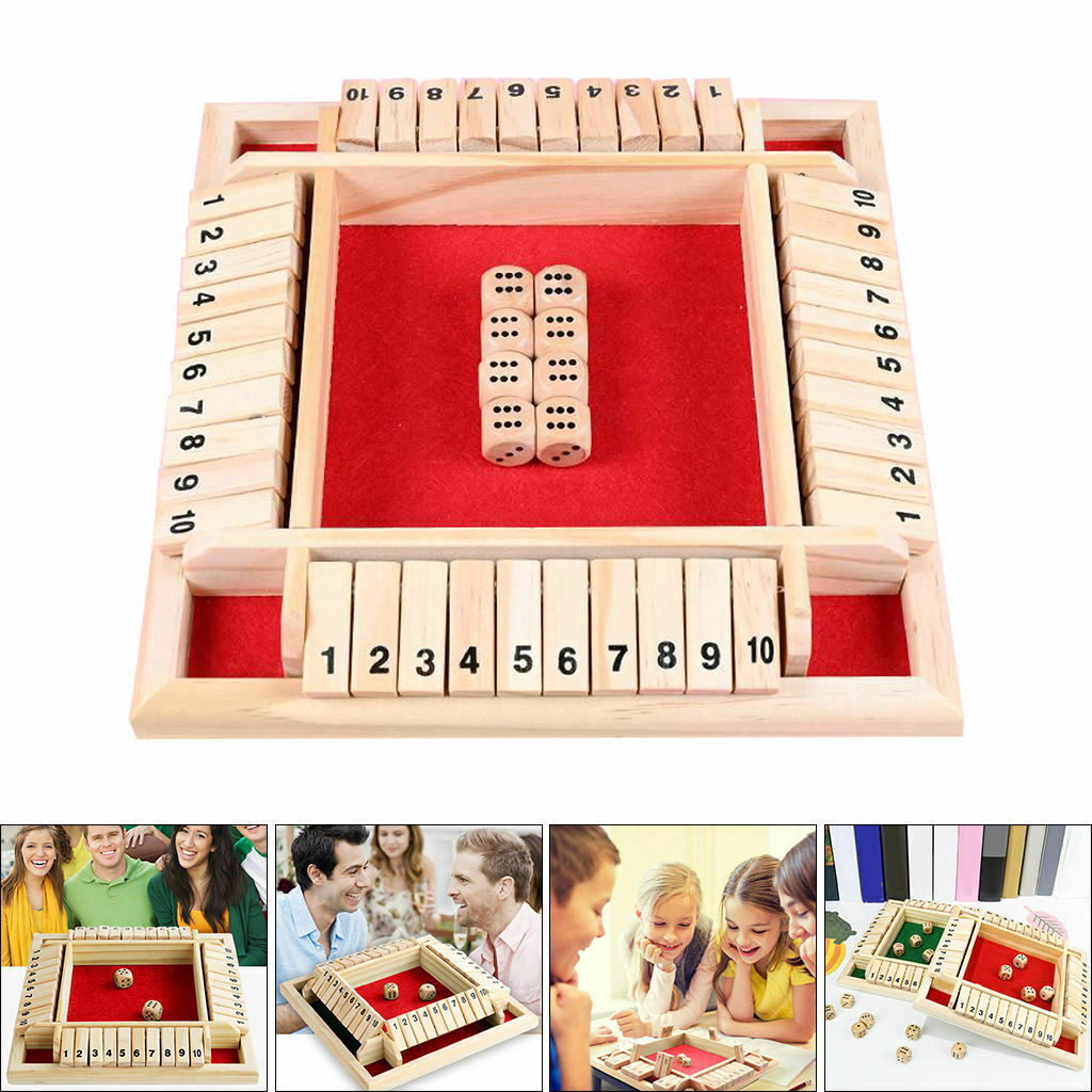 Four Way Shut the Box 10 Number Pub Board Game Fun for Kids Adults Home
