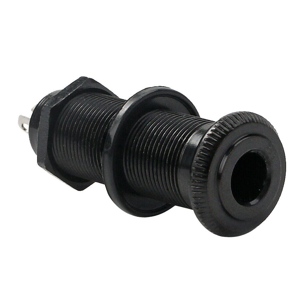 Cylinder Flush-mounted Stereo Output Socket for Bass Guitar Black Metal Parts A.