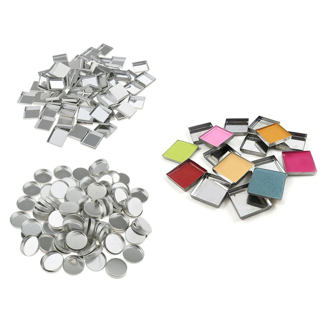 200 Packs Empty Round Square Metal Pans for Eyeshadow Palette Magnetic Cosmetics