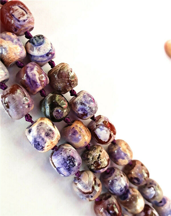 1 Strand 14x14mm Purple Dream Fire Agate Barrel Spacer Loose Beads 15.5" HH8477