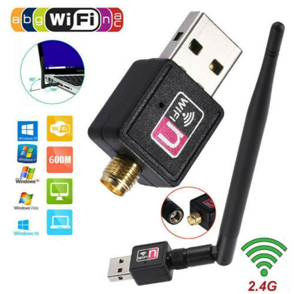 300Mbps USB Wireless Wifi Adapter Dongle Dual Band 2.4G/5GHz w/Antenna 802.11AC
