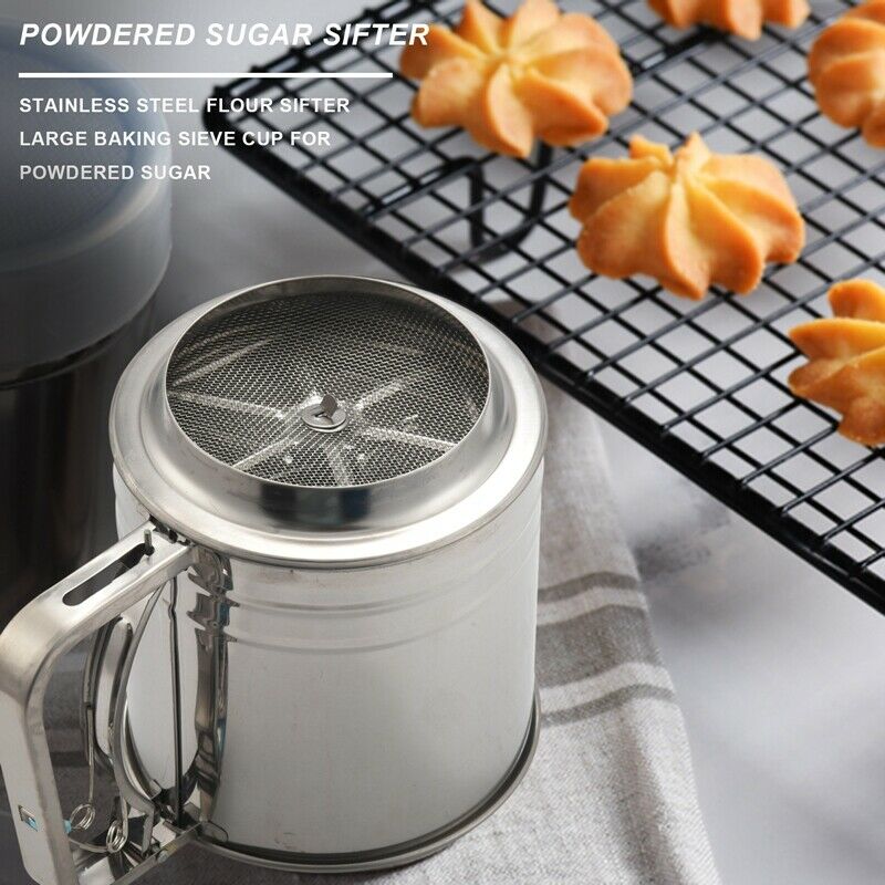 Stainless Steel Flour Sifter Large Baking Sieve Cup for Powdered Sugar P6L8L8