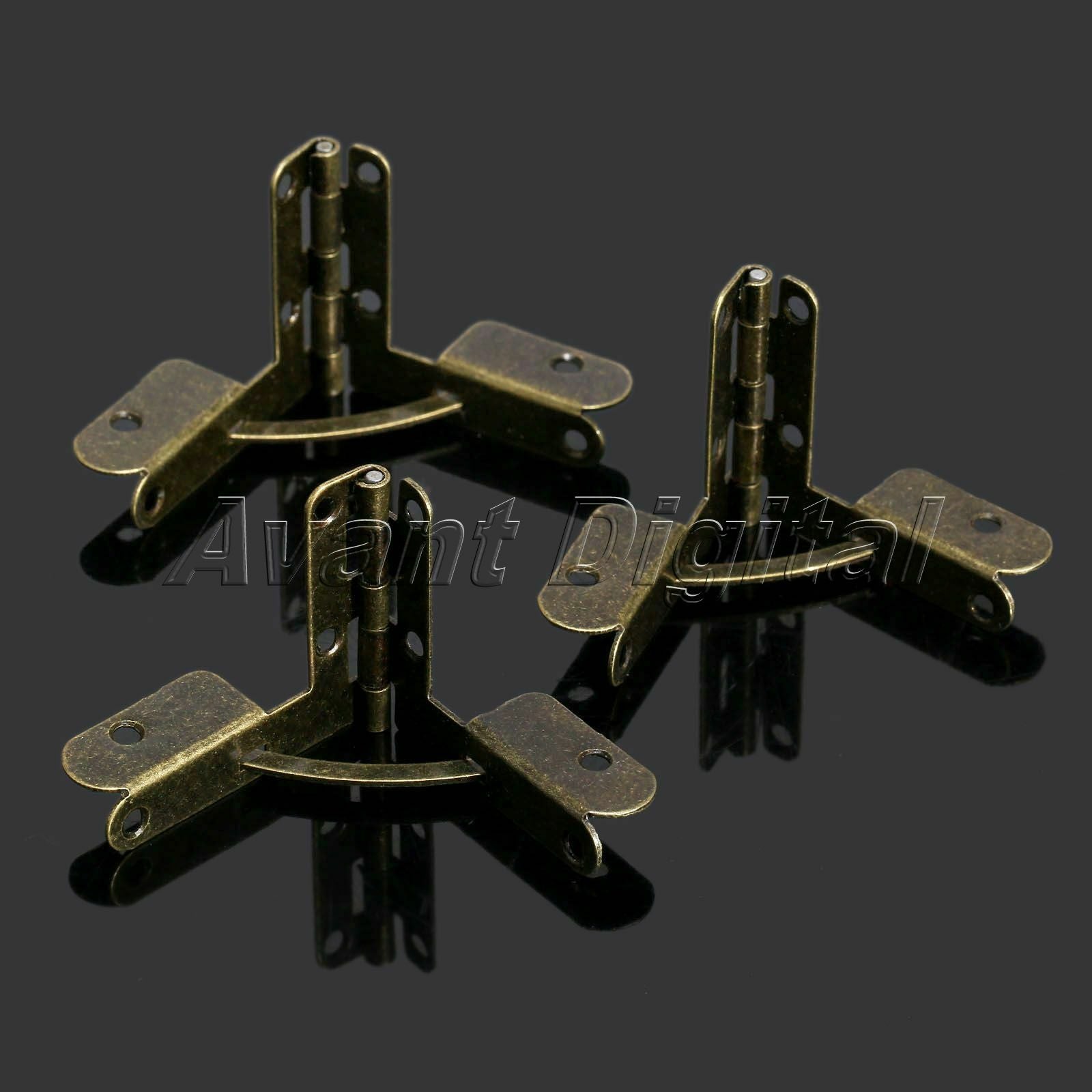 12Pcs Mini Hinges Chests Jewelry Wine Gift Box Lid L 90° Support Spring Hardware
