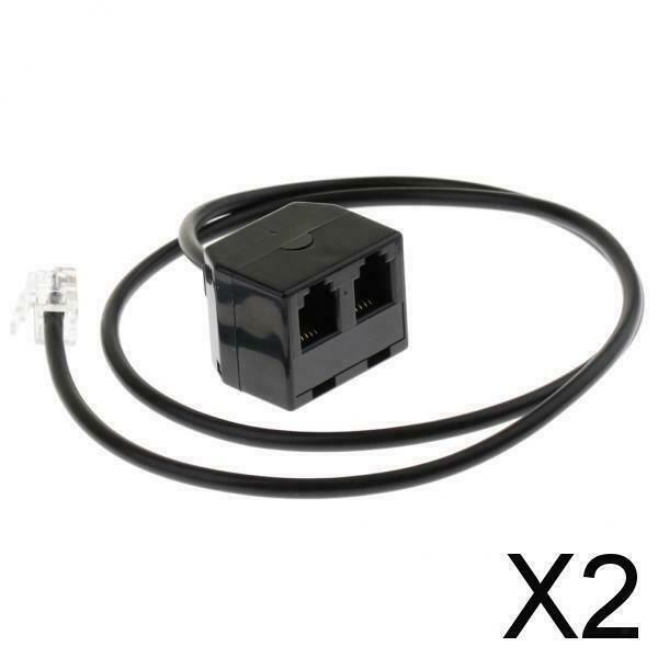 2X Premium RJ9 Male to 2 Female 4P4C Splitter Adapter Extension Cable