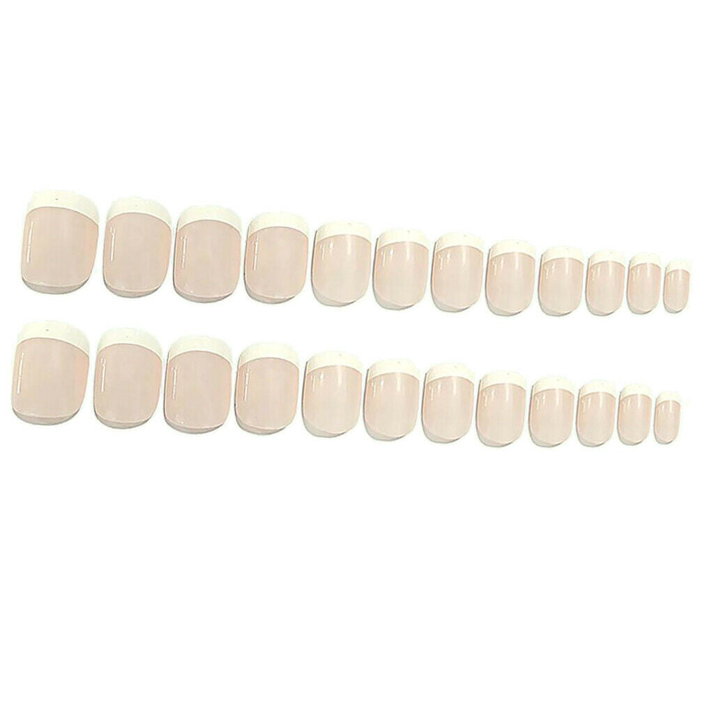 24Pcs Professional French False Nails Tips Natural Nails 12 Sizes for Nail