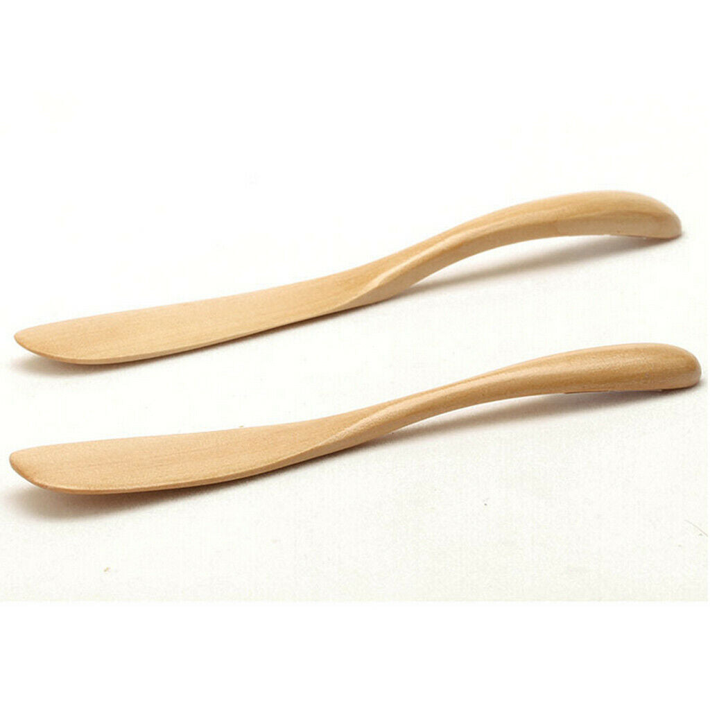 2x Scraper Wooden Pizza Cutter Cutlery Mixing Batter Scraper Handmade Beige