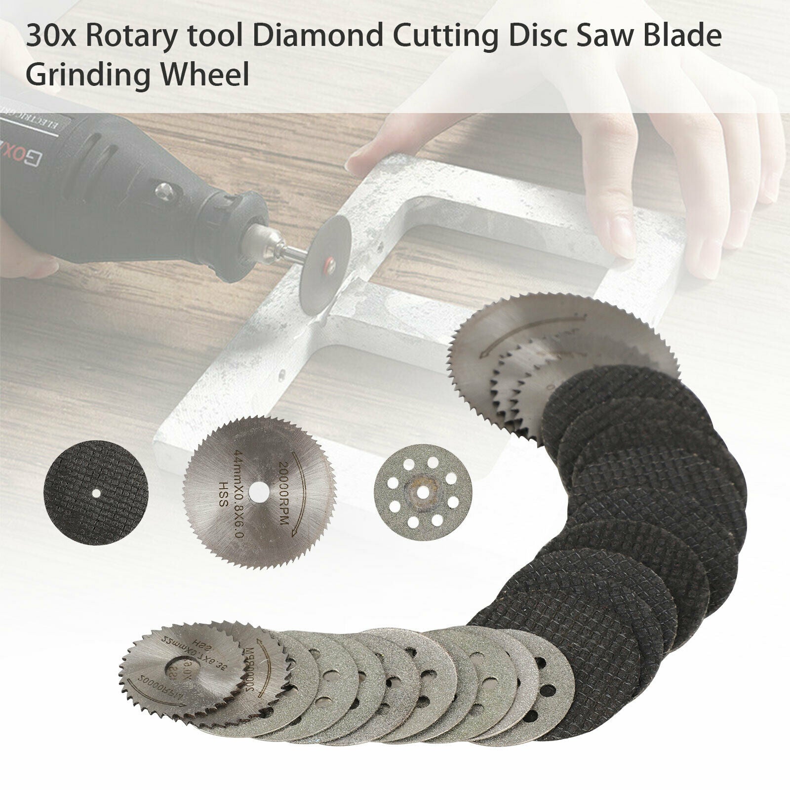 30Pcs Cutting Wheel Set for Mini Drill Dremel Rotary Tool Accessories w/ Mandrel