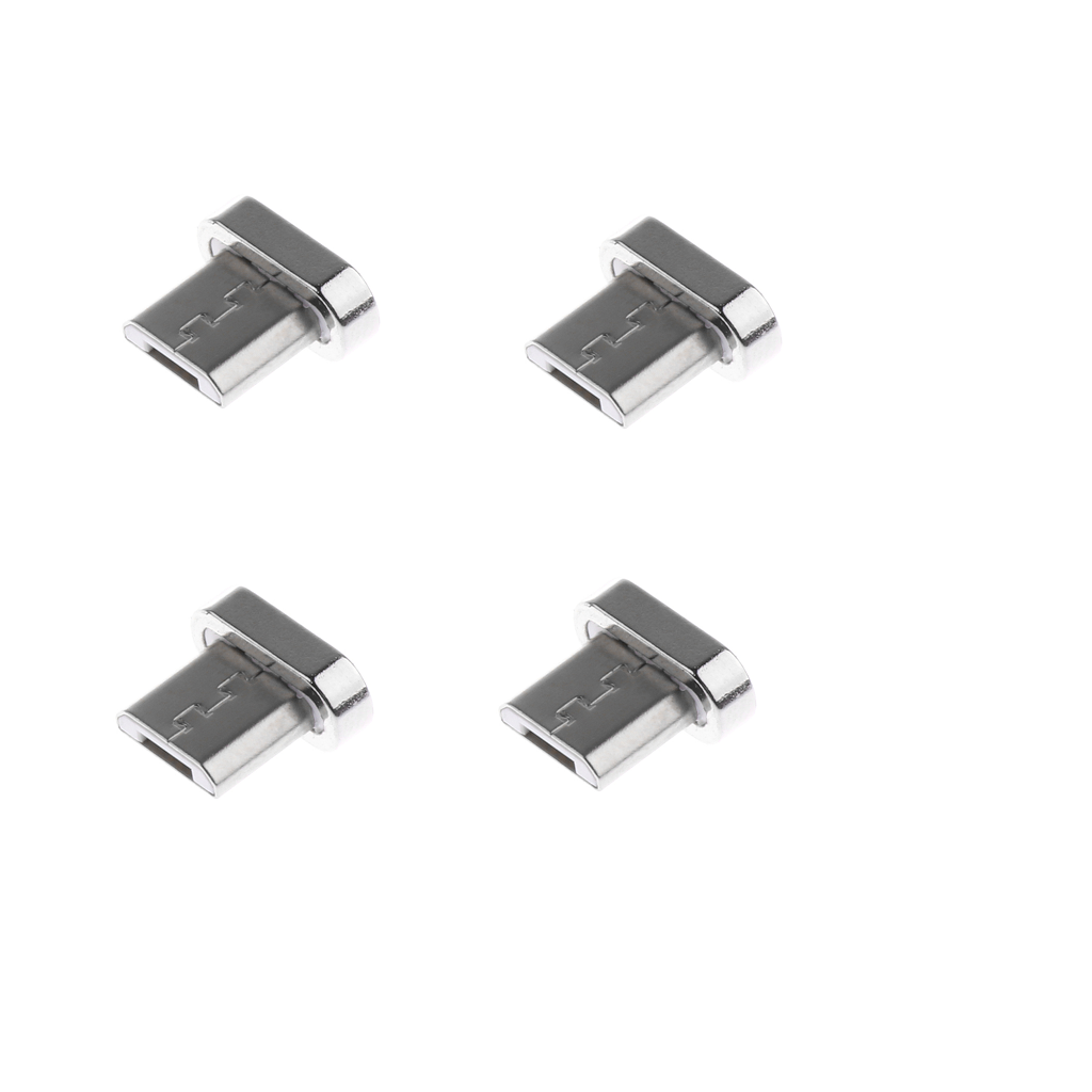 4 Pack Alloy Magnetic Tips Micro USB Male Converter Adapter