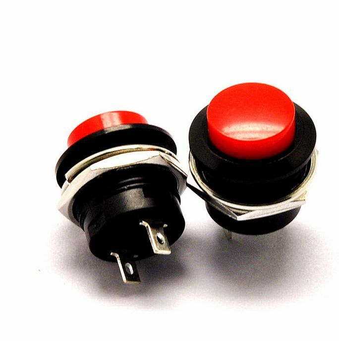16 mm Red Sign Protruding Head Automatic Reset Button Switch - 2 pin [M1]