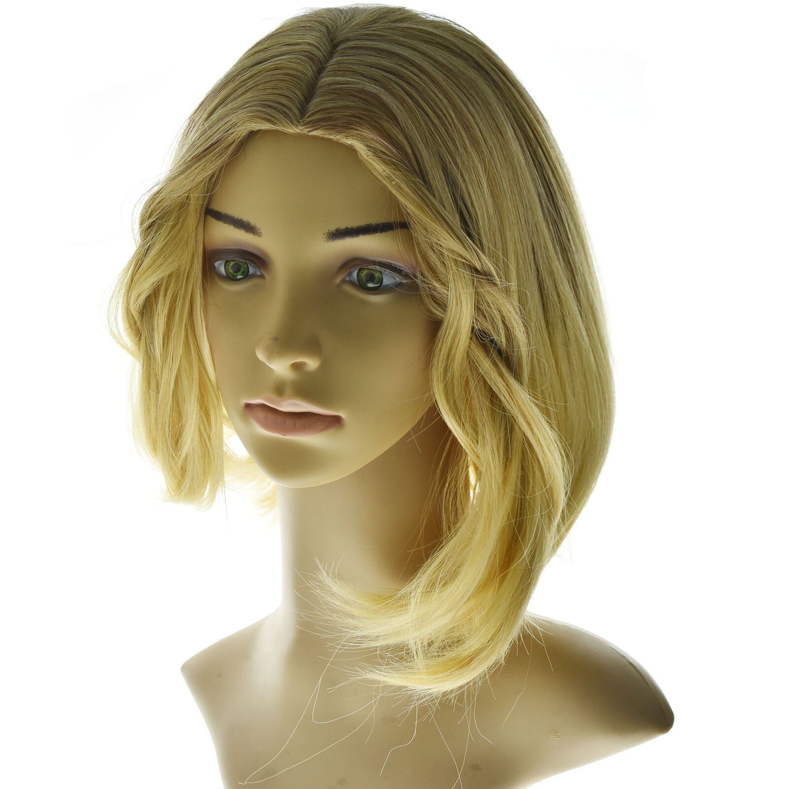 Women Charming Real Natural Bob Wig Short Straight Blonde Hair Wigs For Party