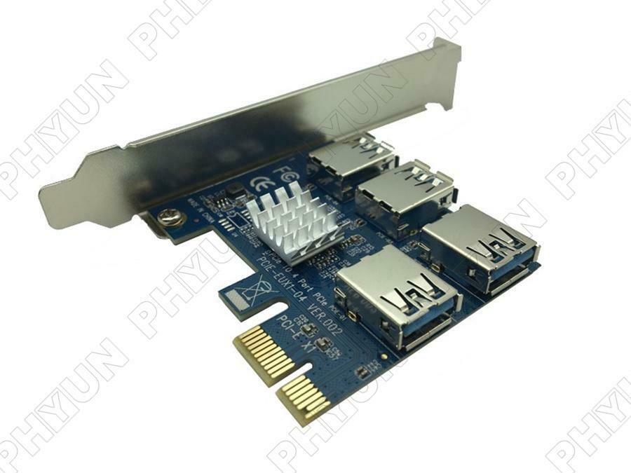 PCI Express Riser Card PCI-E 1x to 16x 1 to 4 PCIE Bus Port USB Slot Multiplier