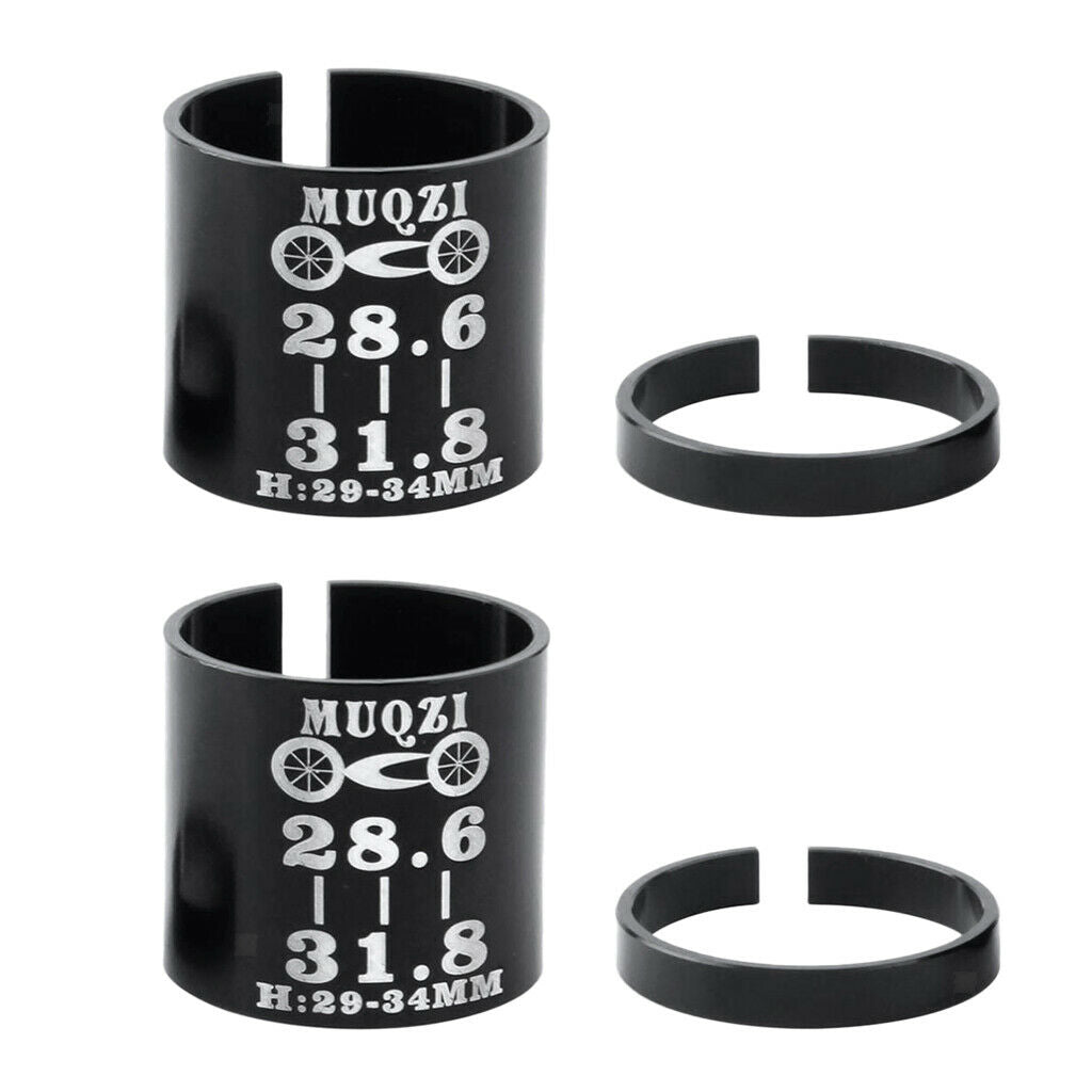 2pcs Bike Stem Shim Size Reducing Bushing 31.8 to 28.6mm Handlebar Stem Shim
