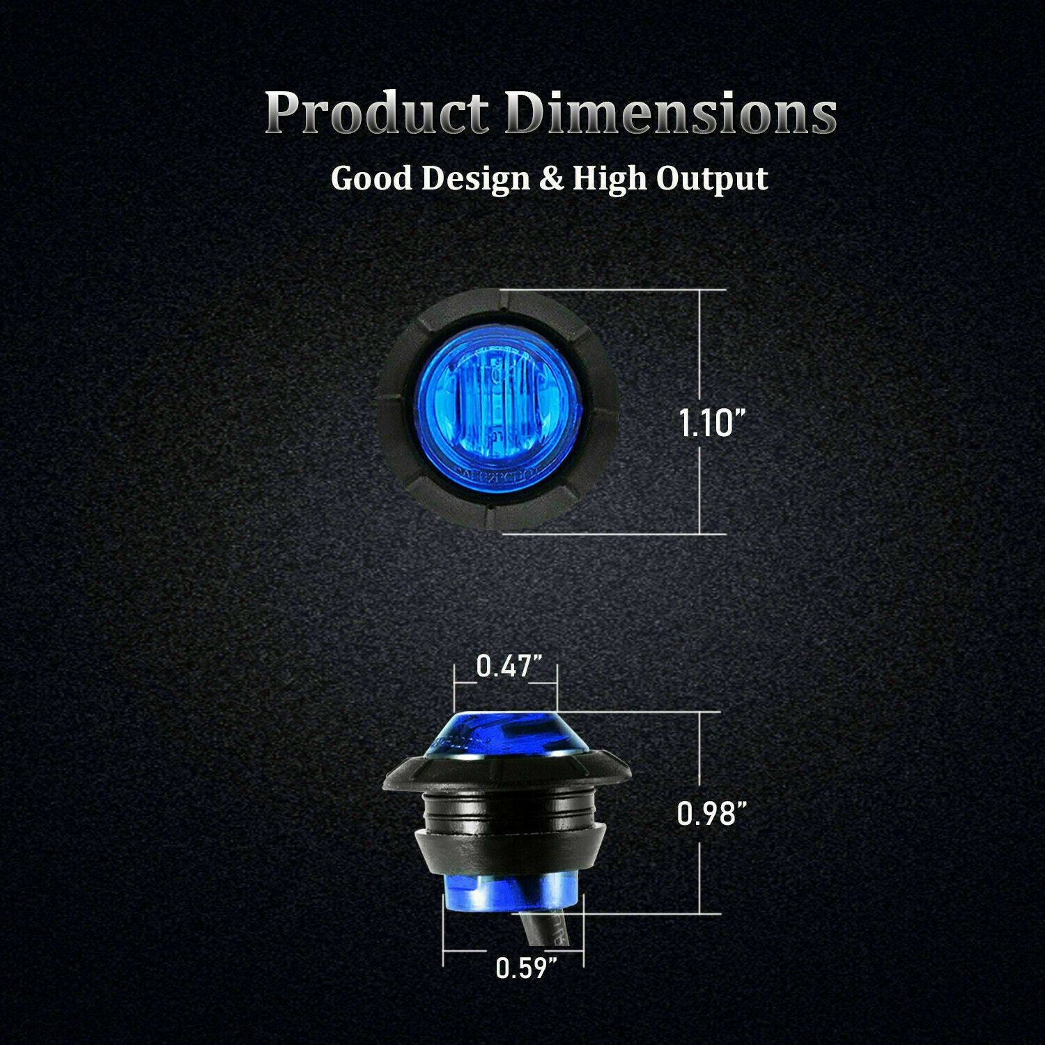 20X 3/4" Round Blue LED Side Marker Clearance Bullet Lights for Truck Trailer