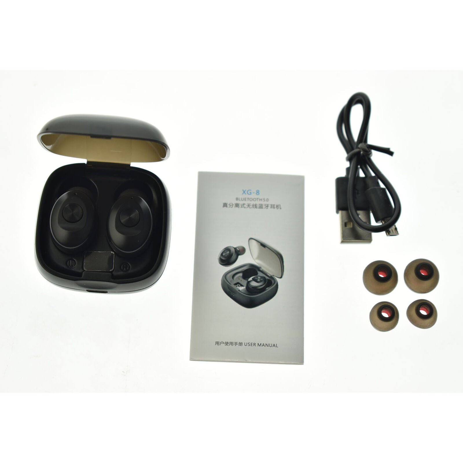 XG-8 Wireless Bluetooth 5.0 LED Earphone Mini Earbuds IPX5 Music Headset MIC