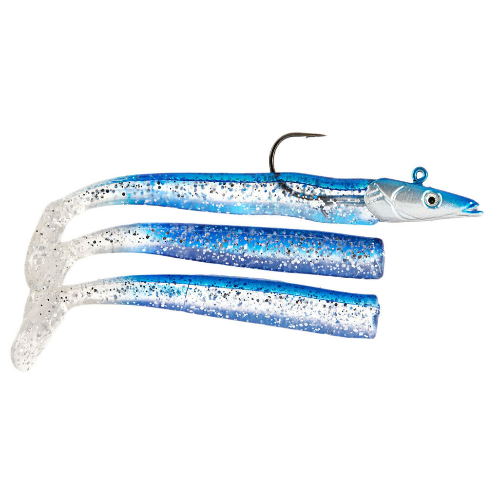 Bait Fishing Lures 22g Jigging Lead Head Jig Fish T Tail Sea Bass Blue