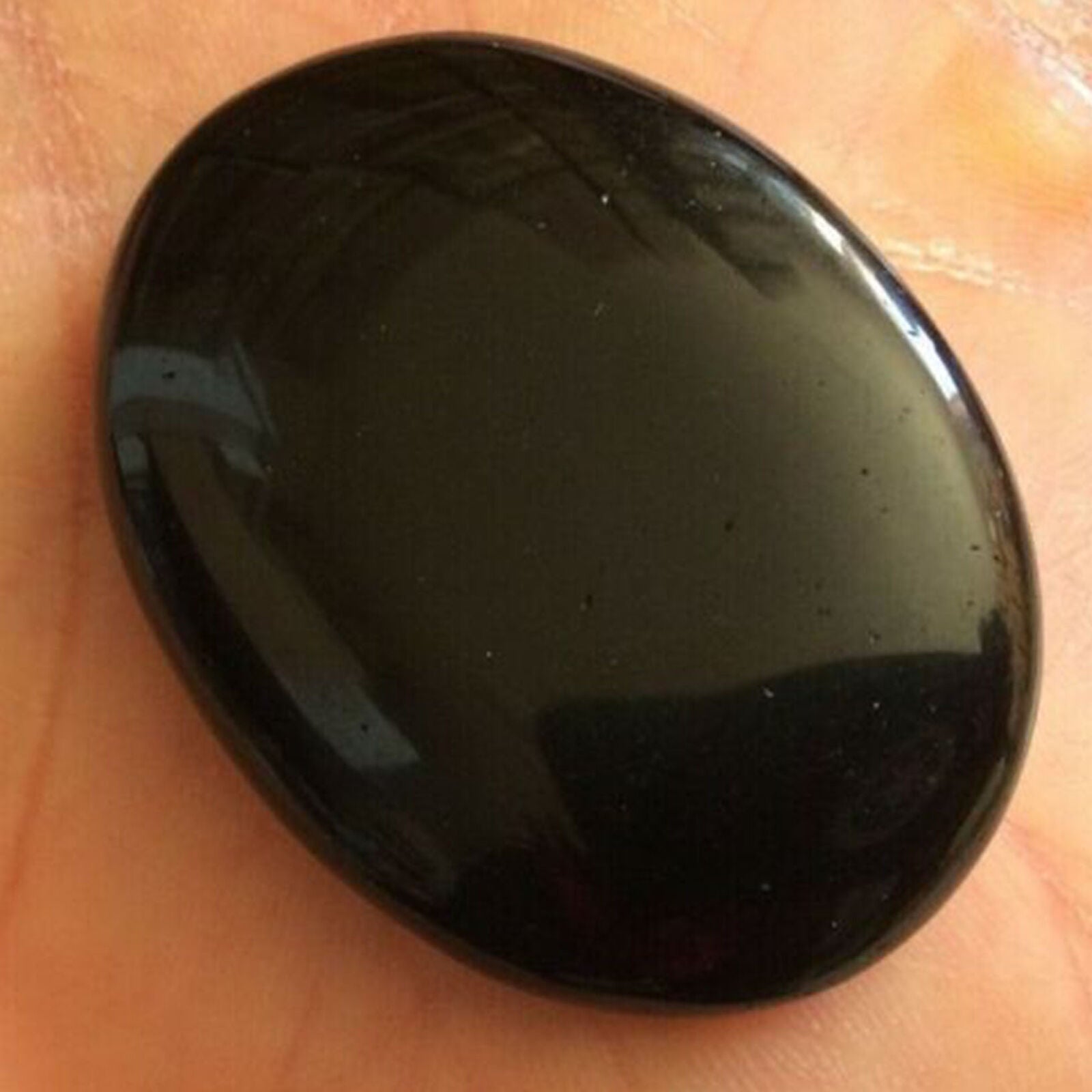Black Tourmaline Palm Stone Rock Crystal Healing Reiki Polished Worry