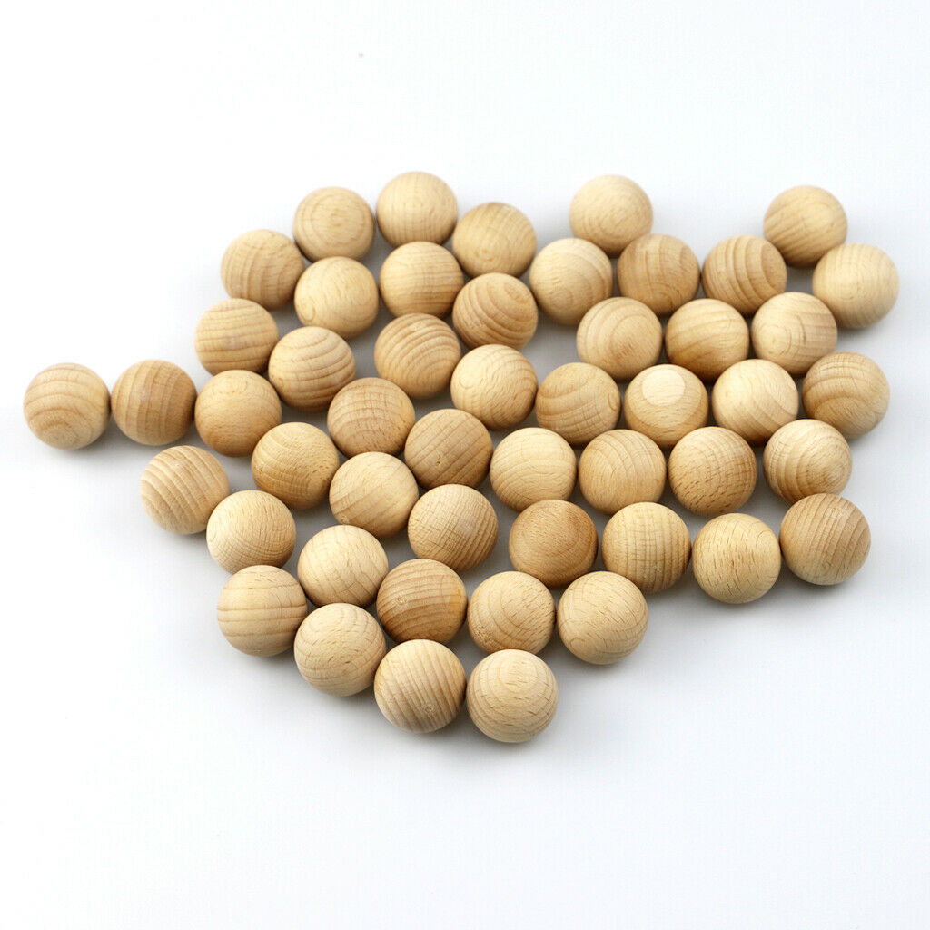 50Pack Unfinished Wooden Beads Loose Spacer DIY Crafts Jewelry Making 2.5cm