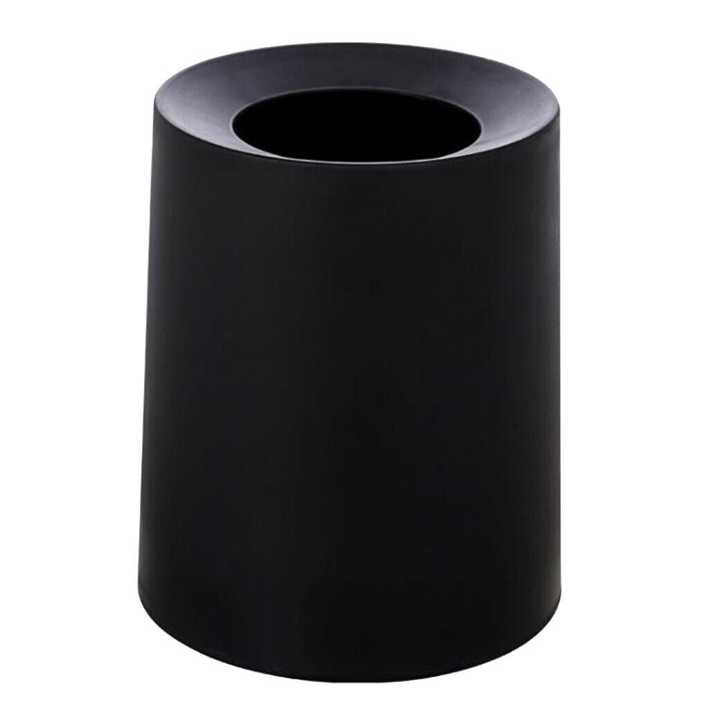 Waste Basket Trash Can For Bathroom Round Modern Garbage Bin 8L black