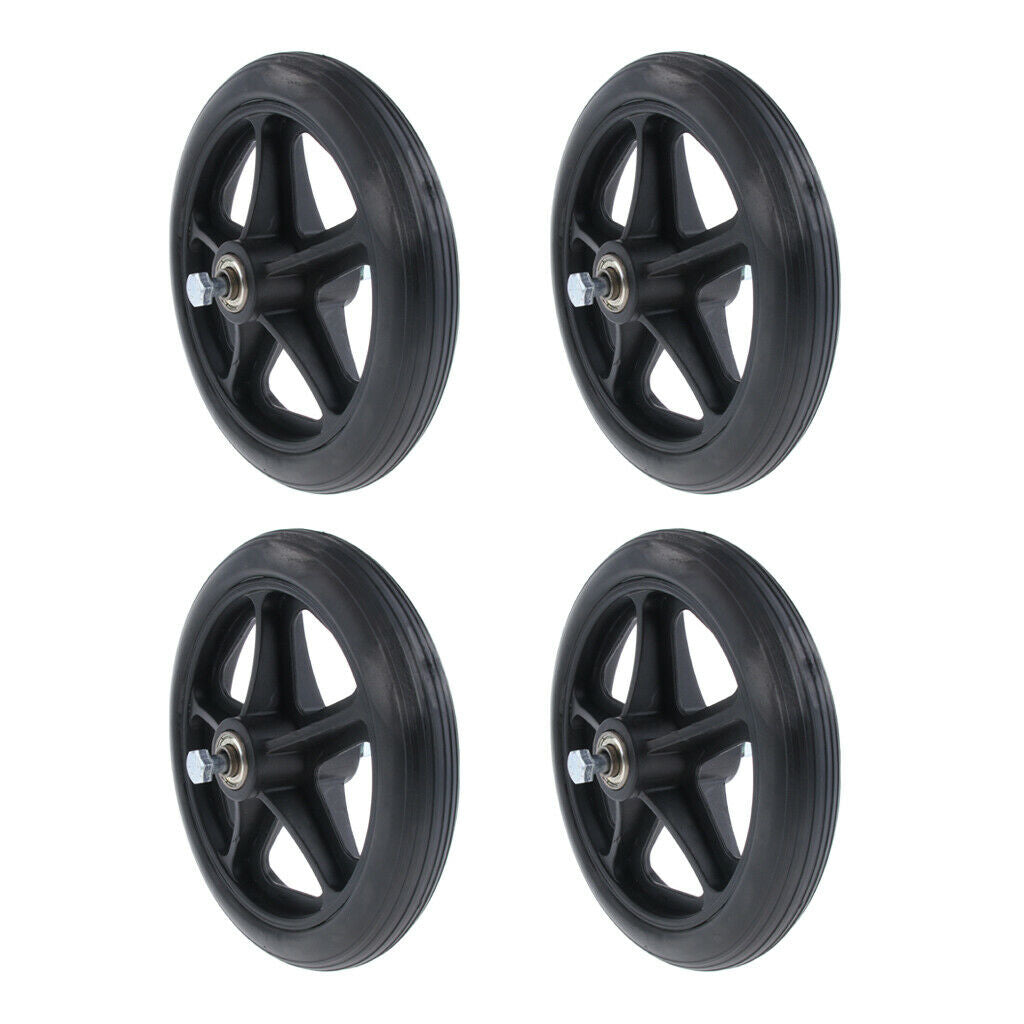 Lots 4 Wheels Caster Solid Tires for Wheelchair w/5/16 Inch Bearing Black