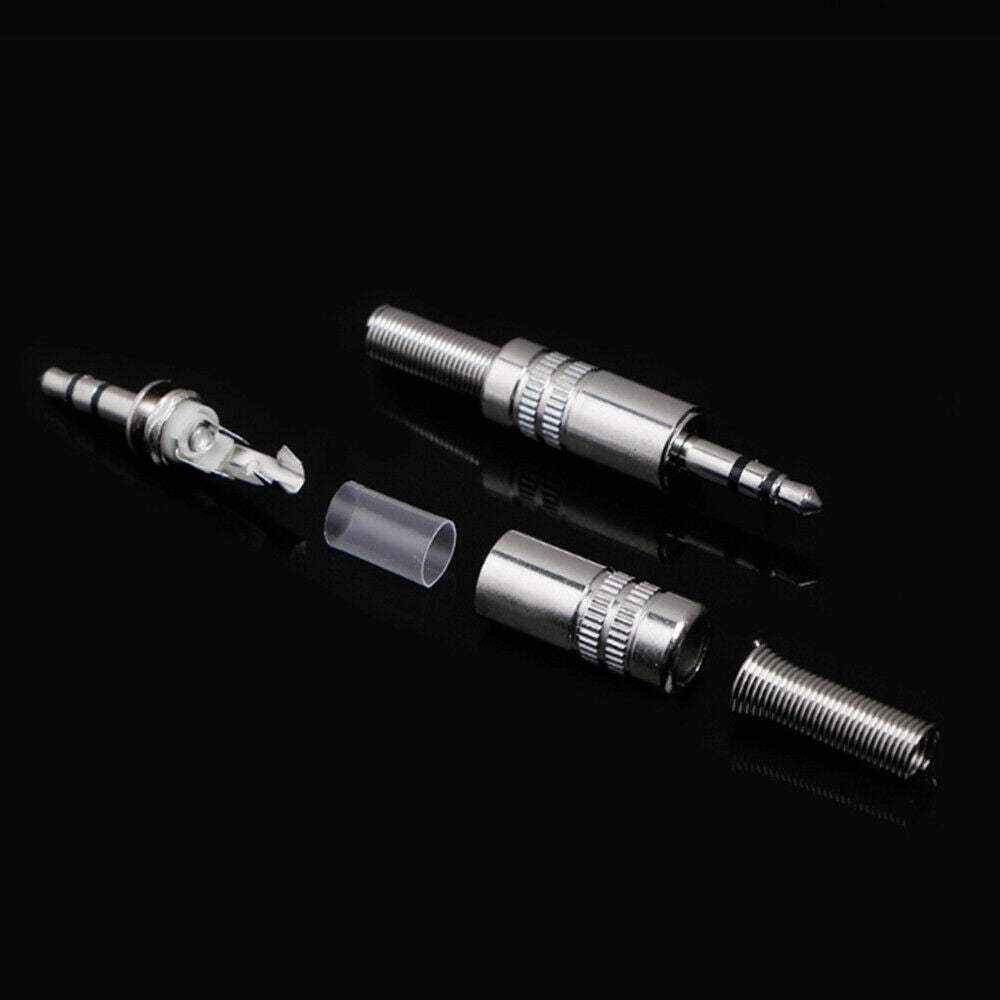 5Pcs/lot Nickel plating 3.5mm 3 Poles Stereo Jack Plug Cable Solder Adapter