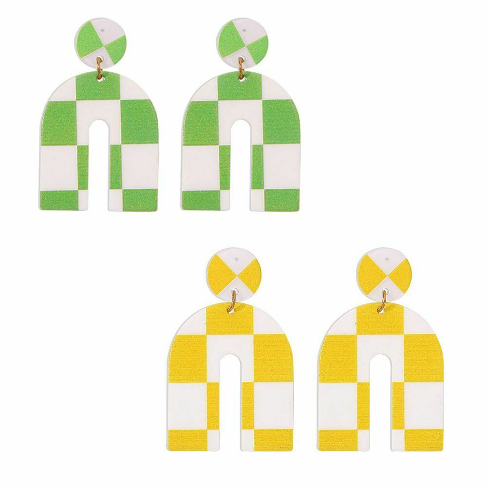 Jewelry Trendy Alloy Dangle Earrings Eardrop U-shaped Women Lattice Earrings